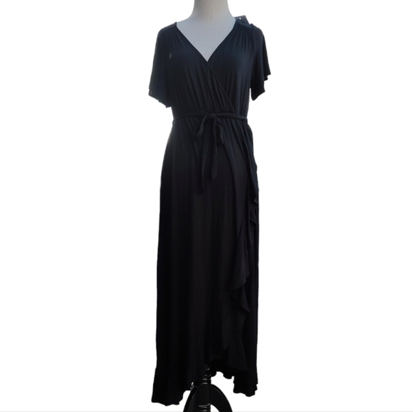 Isabel Maternity Black Maxi Short Sleeve Dress Size XS - Picture 1 of 8